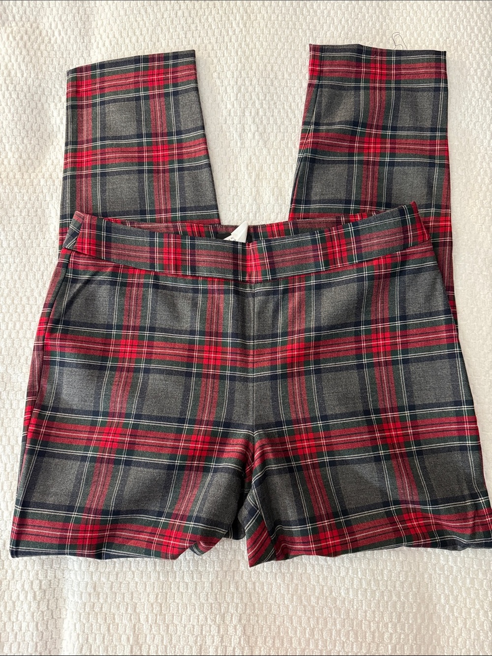 Talbots Slim Ankle Pant Red & Gray Plaid